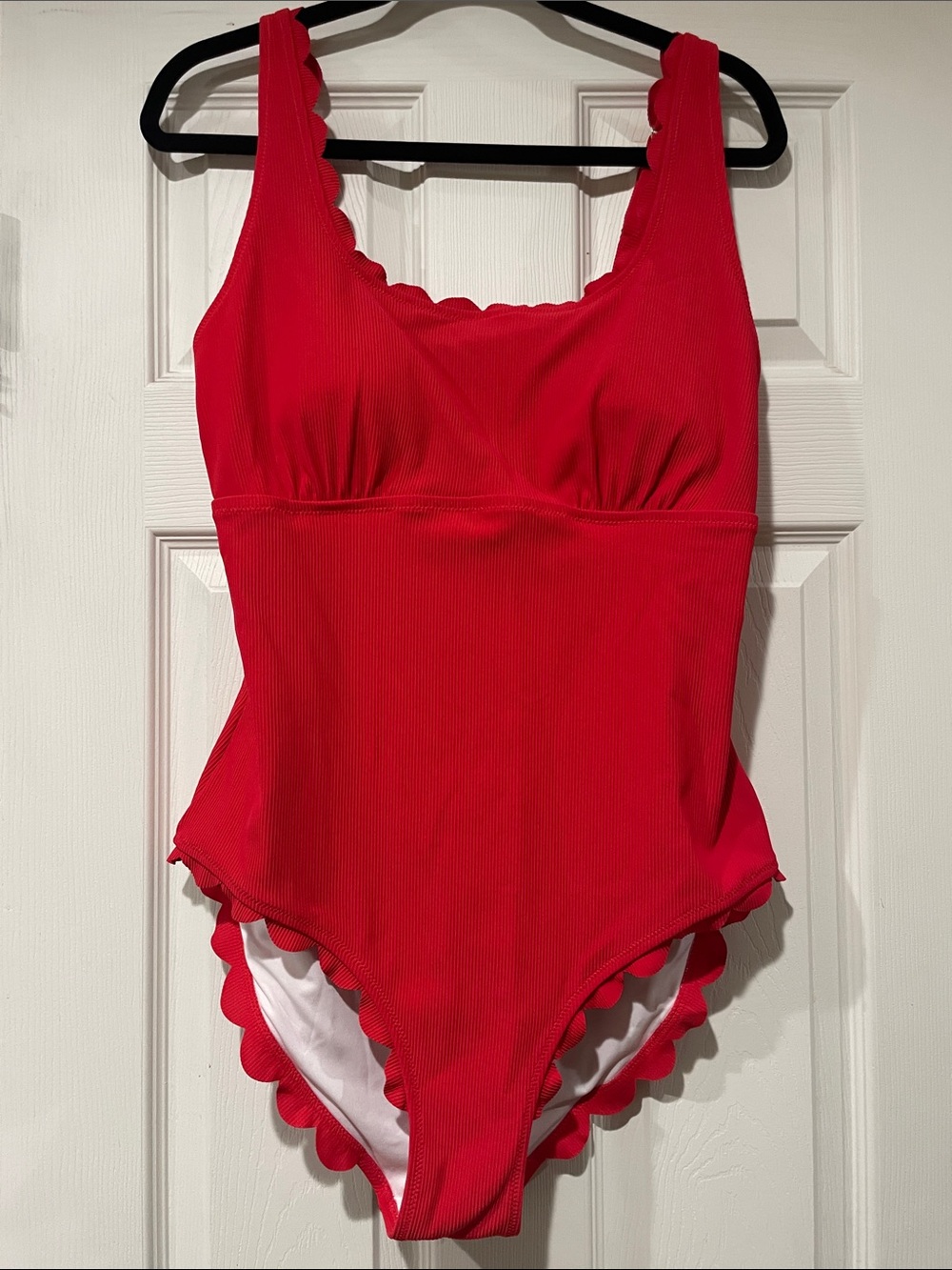 Scallop-Trim Red One-Piece Swimsuit